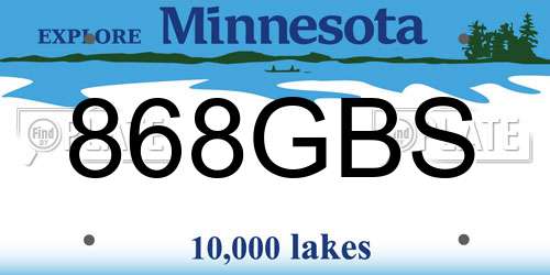 868GBS Minnesota License Plate