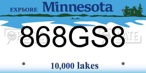 868GS8 Minnesota License Plate
