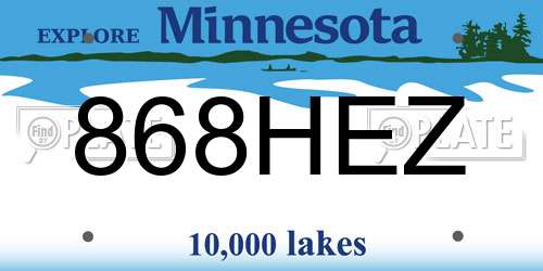 868HEZ Minnesota License Plate