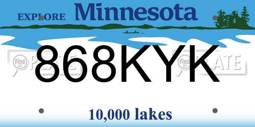 868KYK Minnesota License Plate