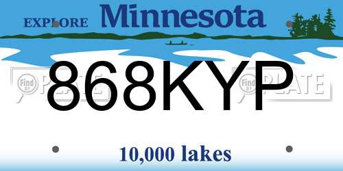 868KYP Minnesota License Plate