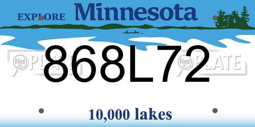 868L72 Minnesota License Plate