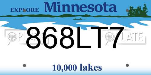 868LT7 Minnesota License Plate