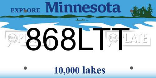 868LTT Minnesota License Plate