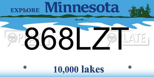 868LZT Minnesota License Plate