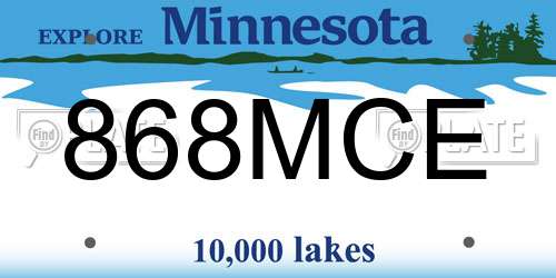 868MCE Minnesota License Plate