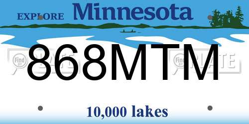 868MTM Minnesota License Plate