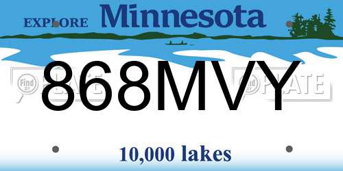 868MVY Minnesota License Plate
