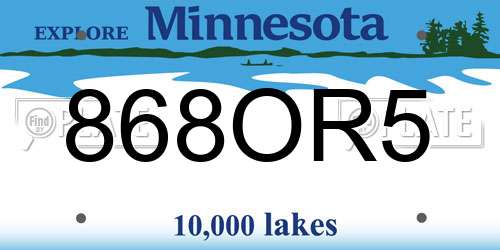 868OR5 Minnesota License Plate