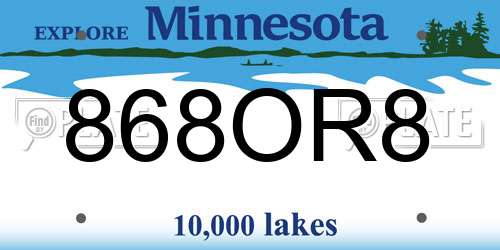 868OR8 Minnesota License Plate