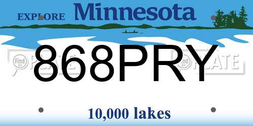 868PRY Minnesota License Plate