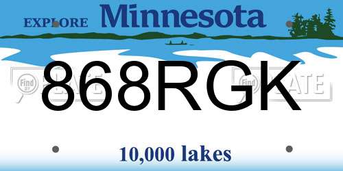 868RGK Minnesota License Plate