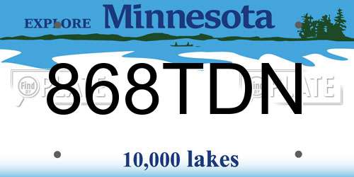 868TDN Minnesota License Plate