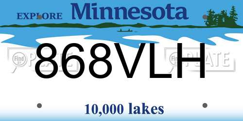 868VLH Minnesota License Plate