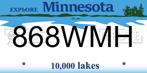 868WMH Minnesota License Plate