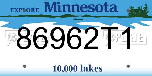 86962T1 Minnesota License Plate