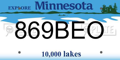 869BEO Minnesota License Plate