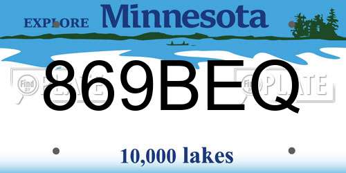 869BEQ Minnesota License Plate