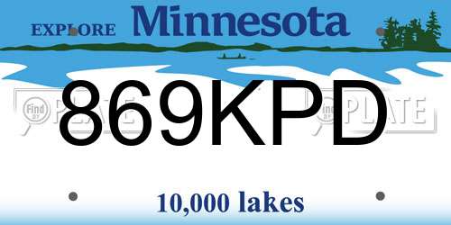869KPD Minnesota License Plate