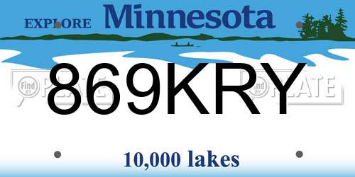 869KRY Minnesota License Plate