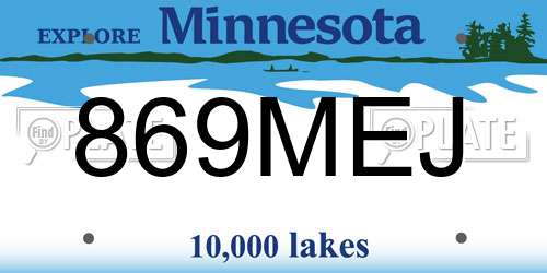 869MEJ Minnesota License Plate