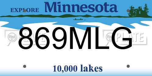869MLG Minnesota License Plate