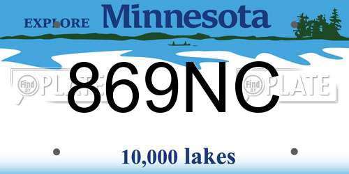 869NC Minnesota License Plate