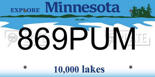 869PUM Minnesota License Plate