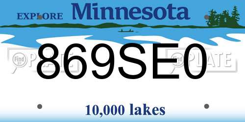 869SE0 Minnesota License Plate