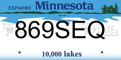869SEQ Minnesota License Plate