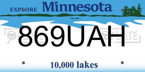 869UAH Minnesota License Plate