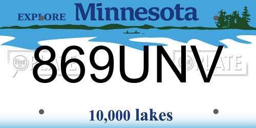869UNV Minnesota License Plate