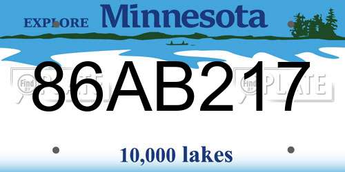 86AB217 Minnesota License Plate