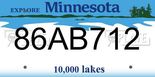 86AB712 Minnesota License Plate
