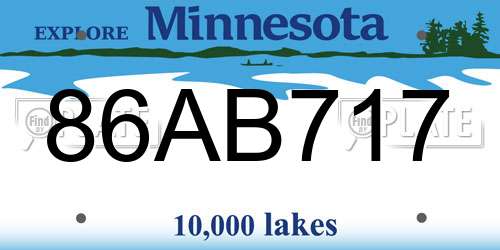 86AB717 Minnesota License Plate