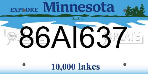86AI637 Minnesota License Plate