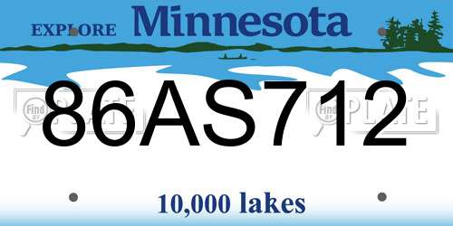 86AS712 Minnesota License Plate
