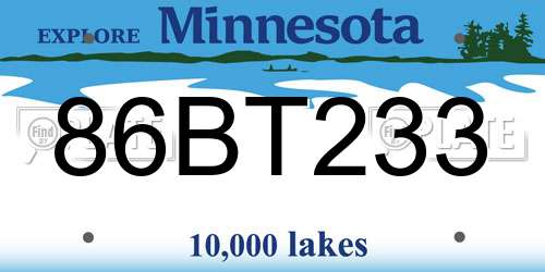 86BT233 Minnesota License Plate