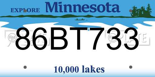 86BT733 Minnesota License Plate