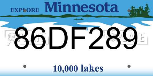 86DF289 Minnesota License Plate