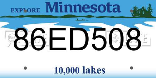 86ED508 Minnesota License Plate