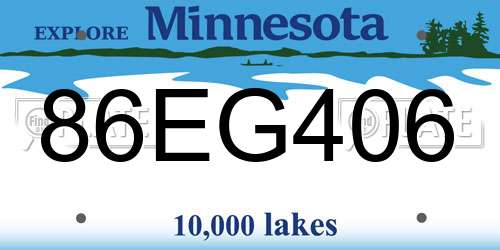 86EG406 Minnesota License Plate