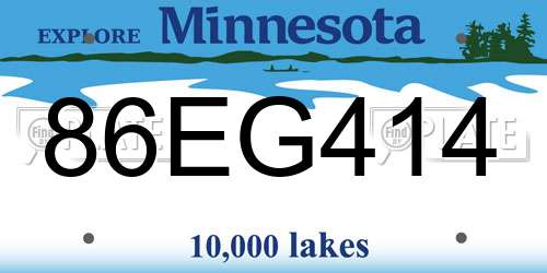 86EG414 Minnesota License Plate