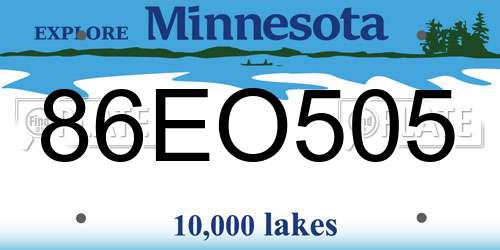86EO505 Minnesota License Plate