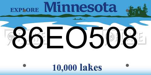 86EO508 Minnesota License Plate