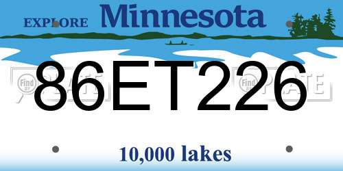 86ET226 Minnesota License Plate