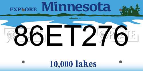86ET276 Minnesota License Plate