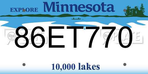 86ET770 Minnesota License Plate