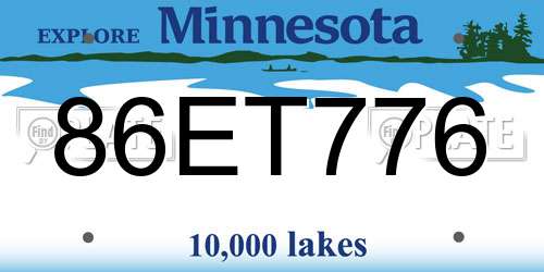 86ET776 Minnesota License Plate