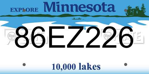 86EZ226 Minnesota License Plate